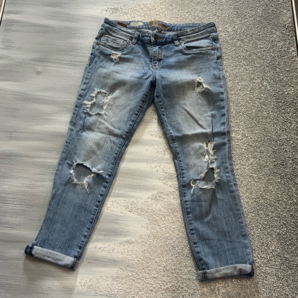 Kut from the Kloth Light Blue Ripped Boyfriend Jeans - Picture 1 of 12